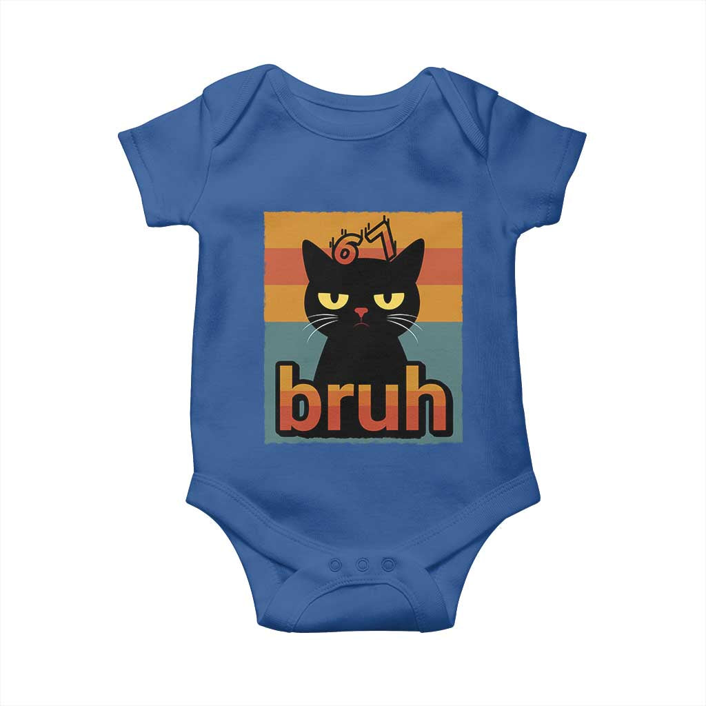 67 Six Seven Bruh Cat Meme Baby Onesie Cute Black Cat Funny Saying TS14 Royal Blue Print Your Wear