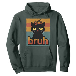67 Six Seven Bruh Cat Meme Hoodie Cute Black Cat Funny Saying TS14 Dark Forest Green Print Your Wear