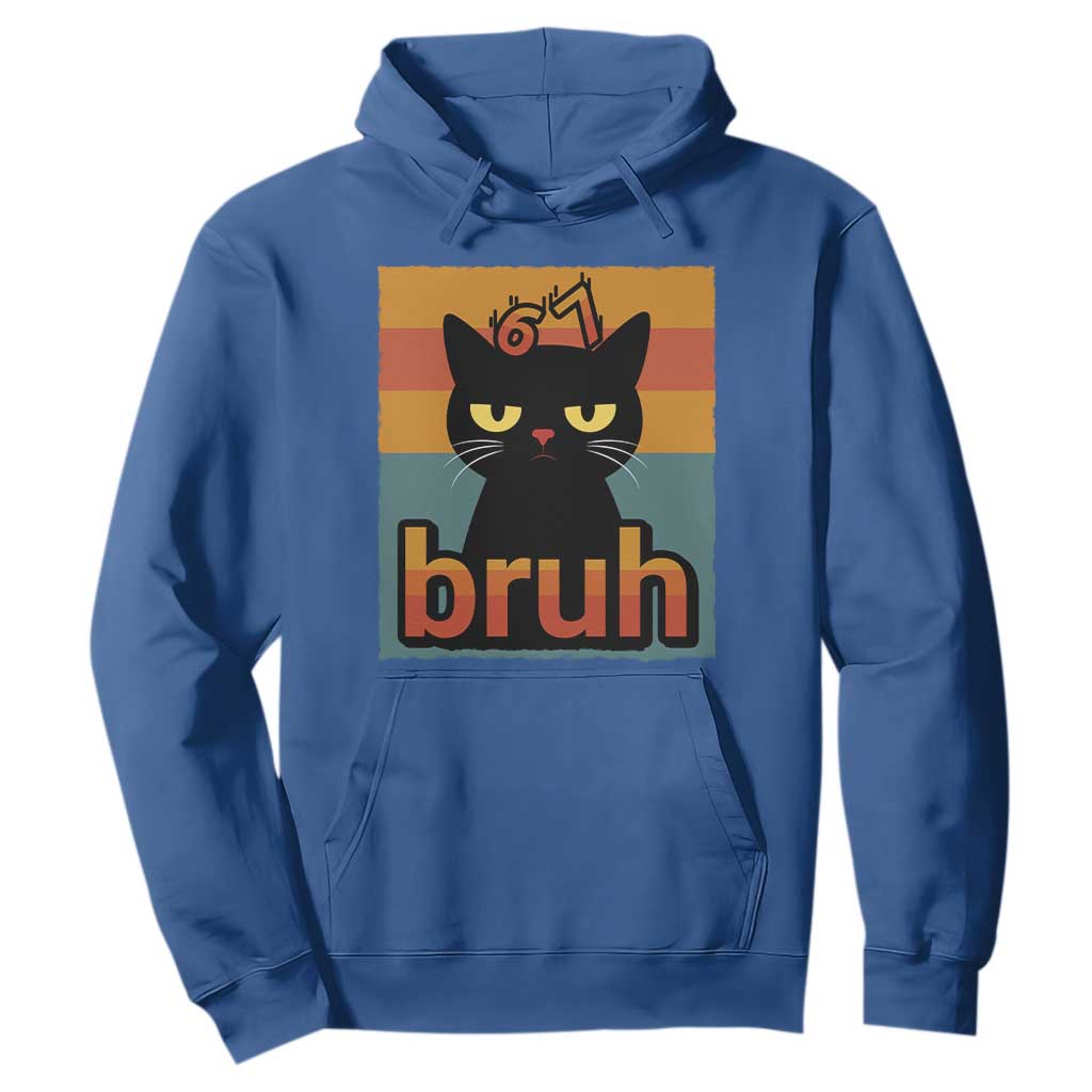 67 Six Seven Bruh Cat Meme Hoodie Cute Black Cat Funny Saying TS14 Royal Blue Print Your Wear