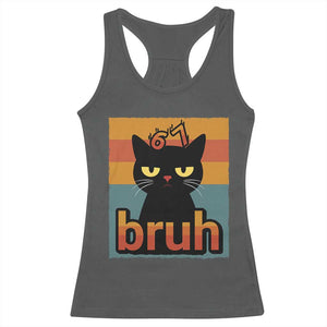 67 Six Seven Bruh Cat Meme Racerback Tank Top Cute Black Cat Funny Saying TS14 Dark Heather Print Your Wear