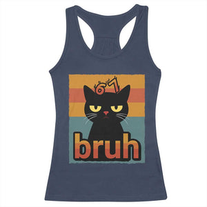 67 Six Seven Bruh Cat Meme Racerback Tank Top Cute Black Cat Funny Saying TS14 Navy Print Your Wear