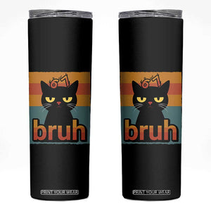 67 Six Seven Bruh Cat Meme Skinny Tumbler Cute Black Cat Funny Saying TS14 Black Print Your Wear