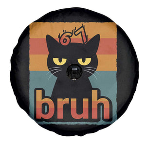 67 Six Seven Bruh Cat Meme Spare Tire Cover Cute Black Cat Funny Saying TS14 Print Your Wear
