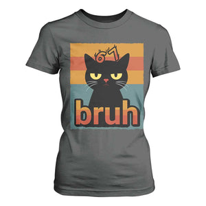 67 Six Seven Bruh Cat Meme T Shirt For Women Cute Black Cat Funny Saying TS14 Dark Heather Print Your Wear