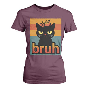 67 Six Seven Bruh Cat Meme T Shirt For Women Cute Black Cat Funny Saying TS14 Maroon Print Your Wear