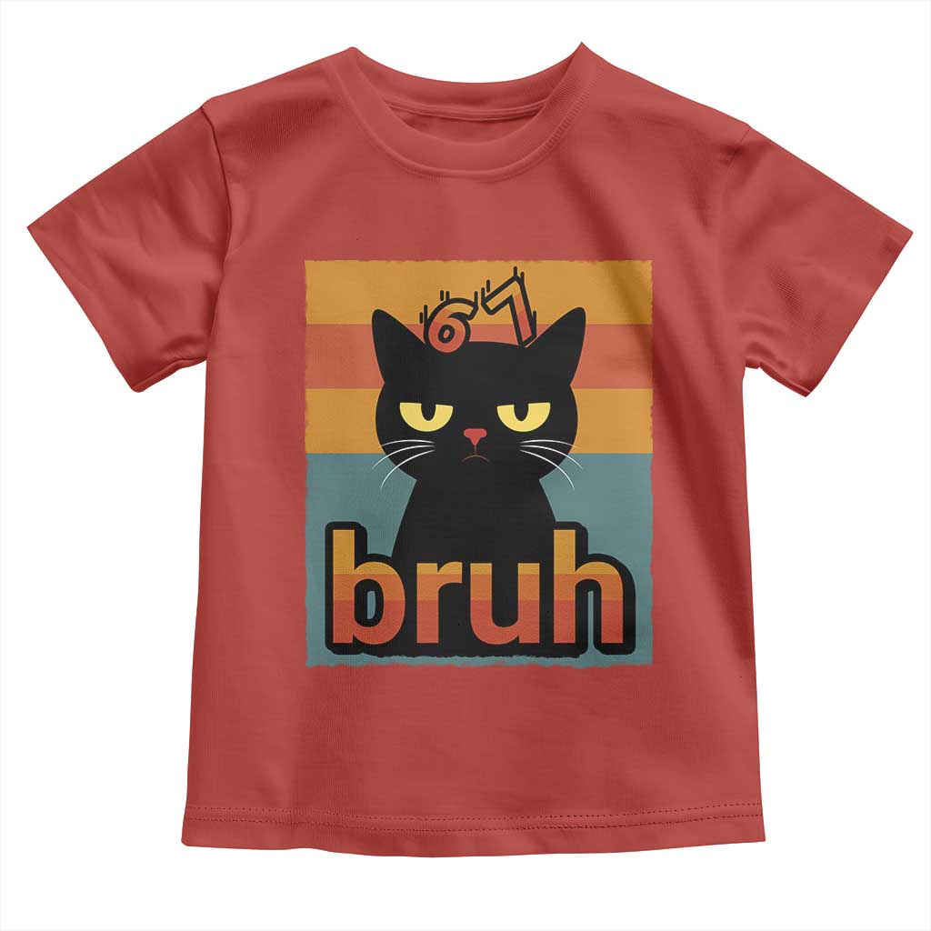 67 Six Seven Bruh Cat Meme Toddler T Shirt Cute Black Cat Funny Saying TS14 Red Print Your Wear