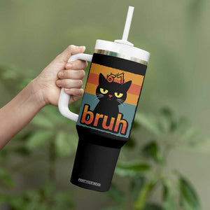 67 Six Seven Bruh Cat Meme Tumbler With Handle Cute Black Cat Funny Saying TS14 Print Your Wear