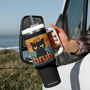 67 Six Seven Bruh Cat Meme Tumbler With Handle Cute Black Cat Funny Saying TS14 Print Your Wear
