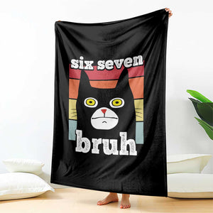 67 Bruh Meme Throw Blanket Funny Six Seven Black Cat TS14 Print Your Wear