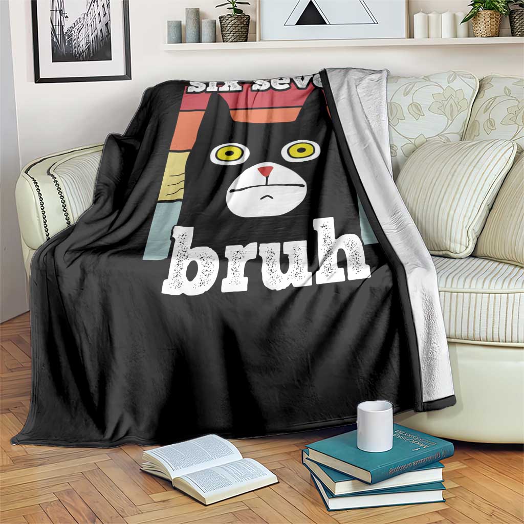 67 Bruh Meme Throw Blanket Funny Six Seven Black Cat TS14 Print Your Wear
