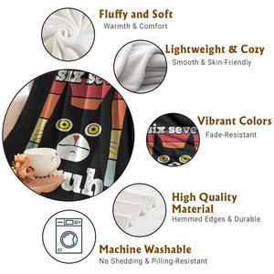 67 Bruh Meme Throw Blanket Funny Six Seven Black Cat TS14 Print Your Wear