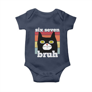 67 Bruh Meme Baby Onesie Funny Six Seven Black Cat TS14 Navy Print Your Wear