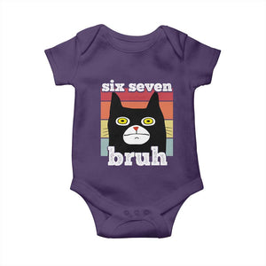 67 Bruh Meme Baby Onesie Funny Six Seven Black Cat TS14 Purple Print Your Wear
