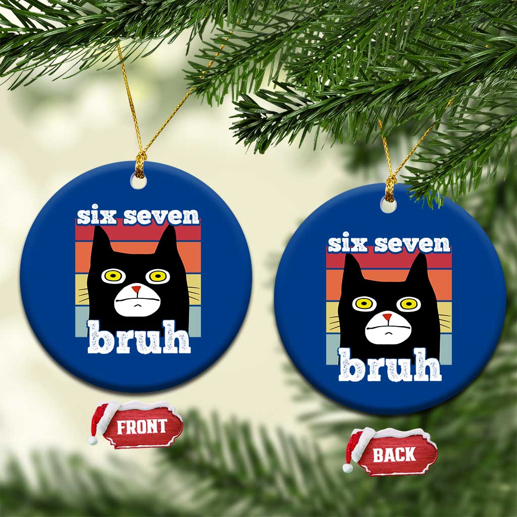 67 Bruh Meme Ceramic Ornament Funny Six Seven Black Cat TS14 1pc Blue Print Your Wear
