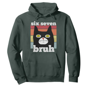 67 Bruh Meme Hoodie Funny Six Seven Black Cat TS14 Dark Forest Green Print Your Wear