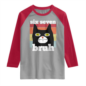67 Bruh Meme Raglan Shirt Funny Six Seven Black Cat TS14 Sport Gray Red Print Your Wear
