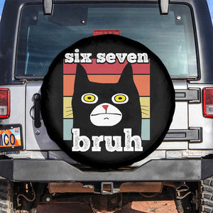 67 Bruh Meme Spare Tire Cover Funny Six Seven Black Cat TS14 No hole Black Print Your Wear