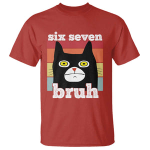 67 Bruh Meme T Shirt Funny Six Seven Black Cat TS14 Red Print Your Wear