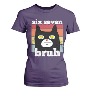 67 Bruh Meme T Shirt For Women Funny Six Seven Black Cat TS14 Purple Print Your Wear