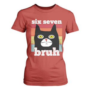 67 Bruh Meme T Shirt For Women Funny Six Seven Black Cat TS14 Red Print Your Wear