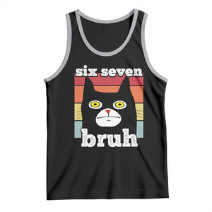 67 Bruh Meme Tank Top Funny Six Seven Black Cat TS14 Black Athletic Heather Print Your Wear