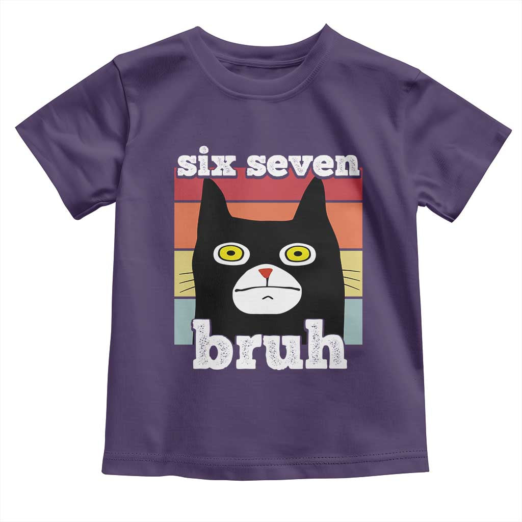 67 Bruh Meme Toddler T Shirt Funny Six Seven Black Cat TS14 Purple Print Your Wear
