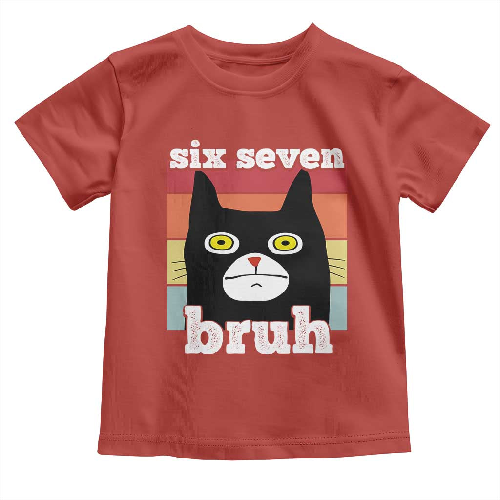67 Bruh Meme Toddler T Shirt Funny Six Seven Black Cat TS14 Red Print Your Wear