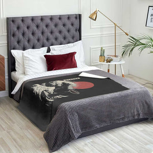 67 Six Seven Bruh Meme Throw Blanket Funny Japanese Black Cat Surfing The Great Wave Kanagawa TS14 Print Your Wear