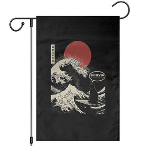 67 Six Seven Bruh Meme Garden Flag Funny Japanese Black Cat Surfing The Great Wave Kanagawa TS14 Black Print Your Wear