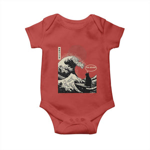 67 Six Seven Bruh Meme Baby Onesie Funny Japanese Black Cat Surfing The Great Wave Kanagawa TS14 Red Print Your Wear