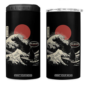 67 Six Seven Bruh Meme 4 in 1 Can Cooler Tumbler Funny Japanese Black Cat Surfing The Great Wave Kanagawa TS14 One Size: 16 oz Black Print Your Wear