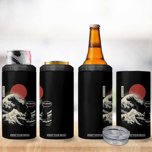 67 Six Seven Bruh Meme 4 in 1 Can Cooler Tumbler Funny Japanese Black Cat Surfing The Great Wave Kanagawa TS14 Print Your Wear