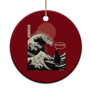 67 Six Seven Bruh Meme Ceramic Ornament Funny Japanese Black Cat Surfing The Great Wave Kanagawa TS14 1pc Red Print Your Wear
