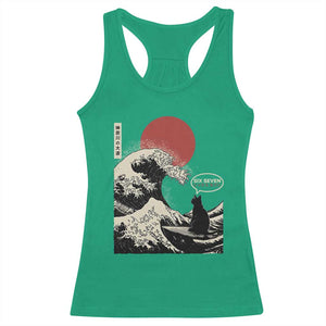 67 Six Seven Bruh Meme Racerback Tank Top Funny Japanese Black Cat Surfing The Great Wave Kanagawa TS14 Irish Green Print Your Wear