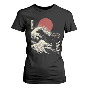 67 Six Seven Bruh Meme T Shirt For Women Funny Japanese Black Cat Surfing The Great Wave Kanagawa TS14 Black Print Your Wear