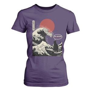 67 Six Seven Bruh Meme T Shirt For Women Funny Japanese Black Cat Surfing The Great Wave Kanagawa TS14 Purple Print Your Wear
