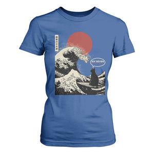 67 Six Seven Bruh Meme T Shirt For Women Funny Japanese Black Cat Surfing The Great Wave Kanagawa TS14 Royal Blue Print Your Wear