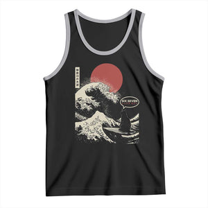 67 Six Seven Bruh Meme Tank Top Funny Japanese Black Cat Surfing The Great Wave Kanagawa TS14 Black Athletic Heather Print Your Wear