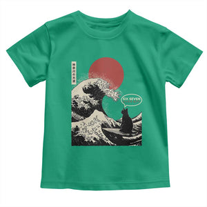 67 Six Seven Bruh Meme Toddler T Shirt Funny Japanese Black Cat Surfing The Great Wave Kanagawa TS14 Irish Green Print Your Wear