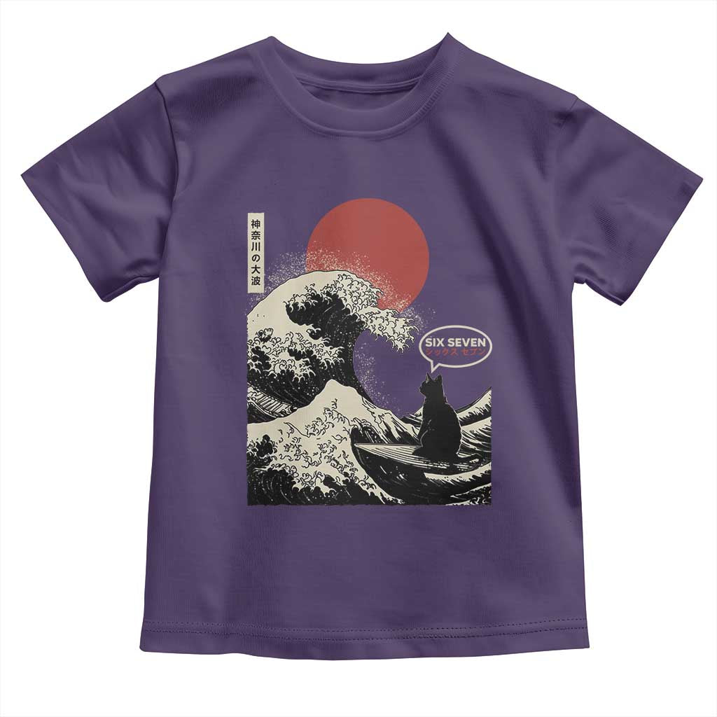 67 Six Seven Bruh Meme Toddler T Shirt Funny Japanese Black Cat Surfing The Great Wave Kanagawa TS14 Purple Print Your Wear