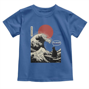 67 Six Seven Bruh Meme Toddler T Shirt Funny Japanese Black Cat Surfing The Great Wave Kanagawa TS14 Royal Blue Print Your Wear