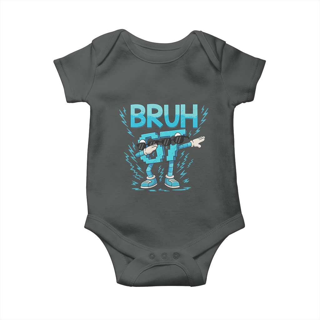 67 Bruh Meme Baby Onesie Funny Six Seven Italian Brainrot TS14 Dark Heather Print Your Wear