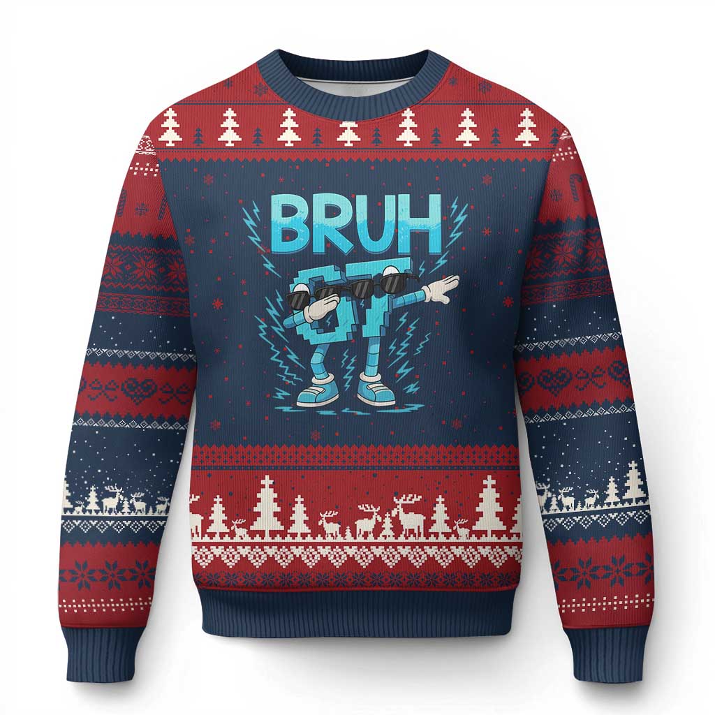 67 Bruh Meme Ugly Christmas Sweater Funny Six Seven Italian Brainrot TS14 Navy Red Print Your Wear