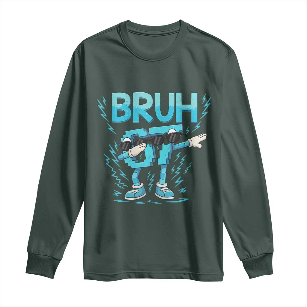 67 Bruh Meme Long Sleeve Shirt Funny Six Seven Italian Brainrot TS14 Dark Forest Green Print Your Wear