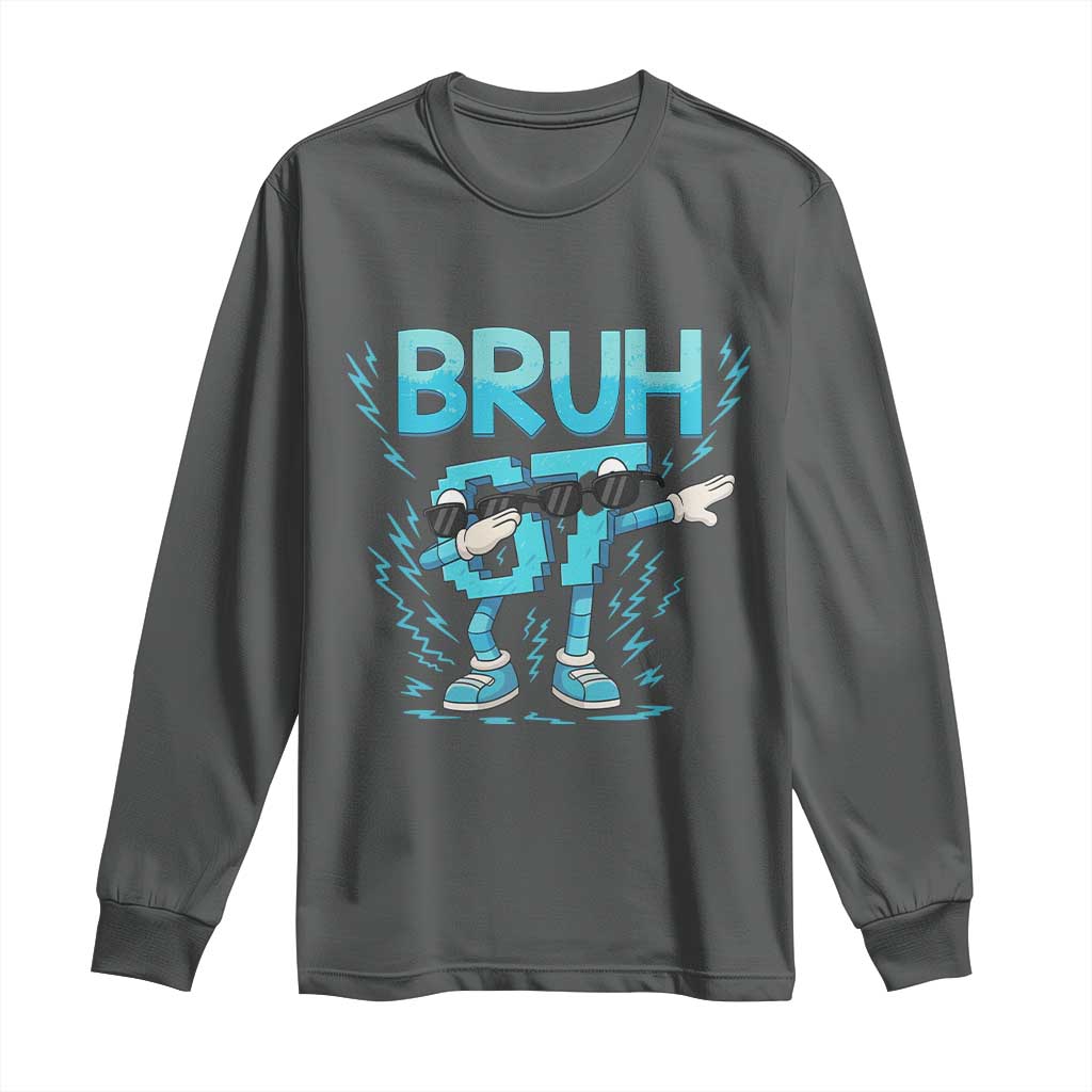 67 Bruh Meme Long Sleeve Shirt Funny Six Seven Italian Brainrot TS14 Dark Heather Print Your Wear