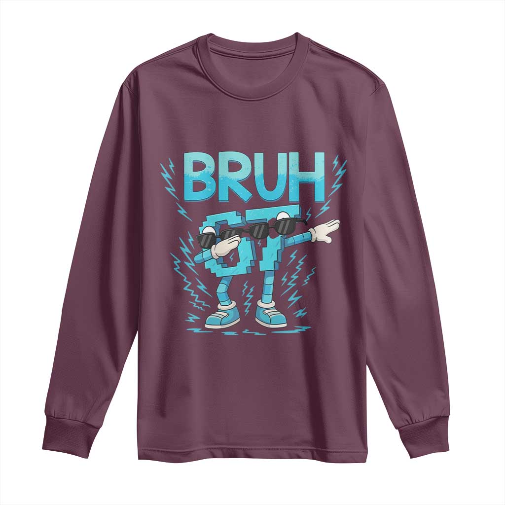 67 Bruh Meme Long Sleeve Shirt Funny Six Seven Italian Brainrot TS14 Maroon Print Your Wear