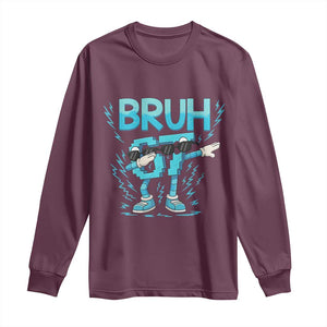 67 Bruh Meme Long Sleeve Shirt Funny Six Seven Italian Brainrot TS14 Maroon Print Your Wear