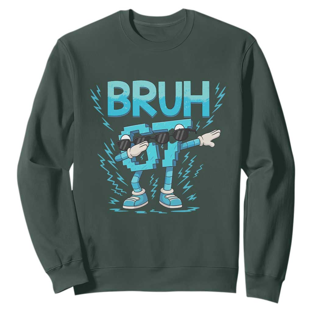 67 Bruh Meme Sweatshirt Funny Six Seven Italian Brainrot TS14 Dark Forest Green Print Your Wear