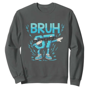 67 Bruh Meme Sweatshirt Funny Six Seven Italian Brainrot TS14 Dark Heather Print Your Wear