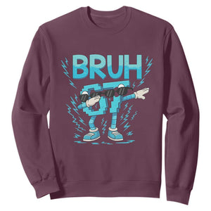 67 Bruh Meme Sweatshirt Funny Six Seven Italian Brainrot TS14 Maroon Print Your Wear